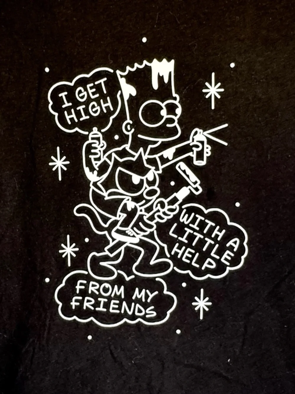 Night Crimes I Get High The Simpsons Bart Black Graphic Tee Men’s M
